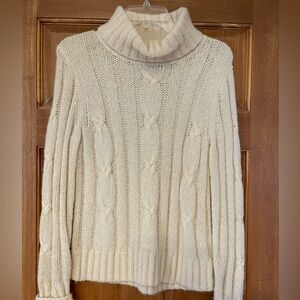 JCrew Cream Cable Knit Turtleneck Sweater
